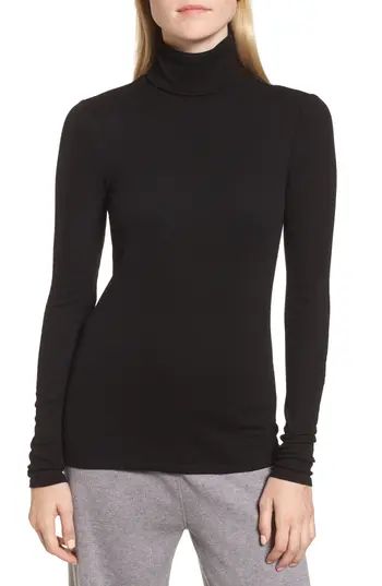Women's Nordstrom Signature Ribbed Stretch Turtleneck, Size X-Small - Black | Nordstrom