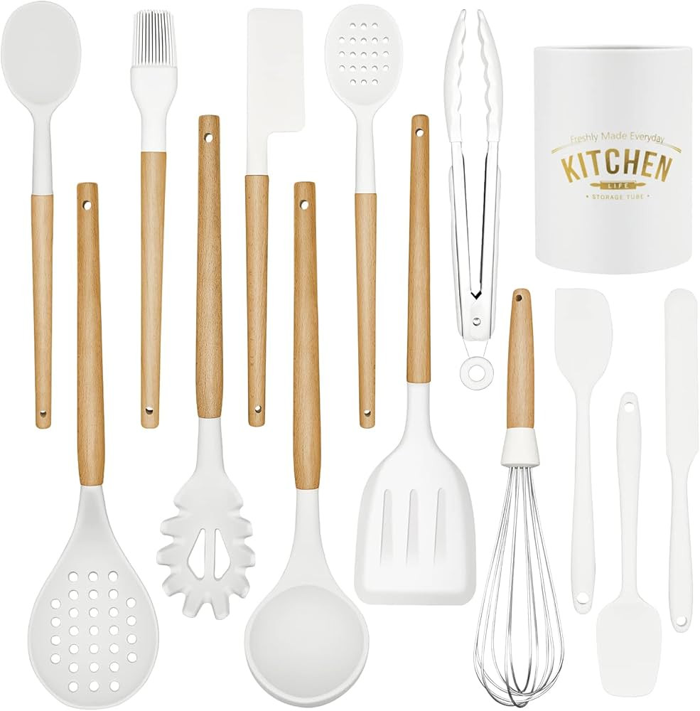 Kitchen Cooking Utensils Set, 14 Non-Stick Silicone Cooking Kitchen Utensils Spatula Set with Hol... | Amazon (CA)