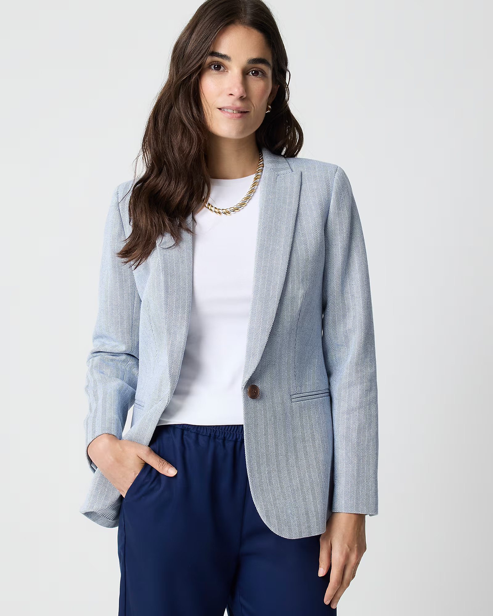 Cotton herringbone one-button blazer | J.Crew Factory