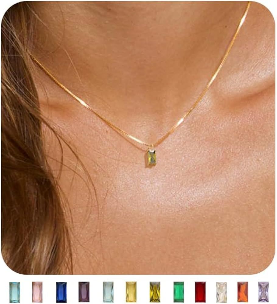 FUNEIA Diamond Necklaces for Women 14K Gold Plated Emerald Birthstone Necklace for Women Mothers ... | Amazon (US)