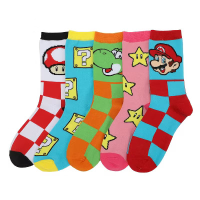 Super Mario Bros. Adult Crew Socks 5-Pack | Target