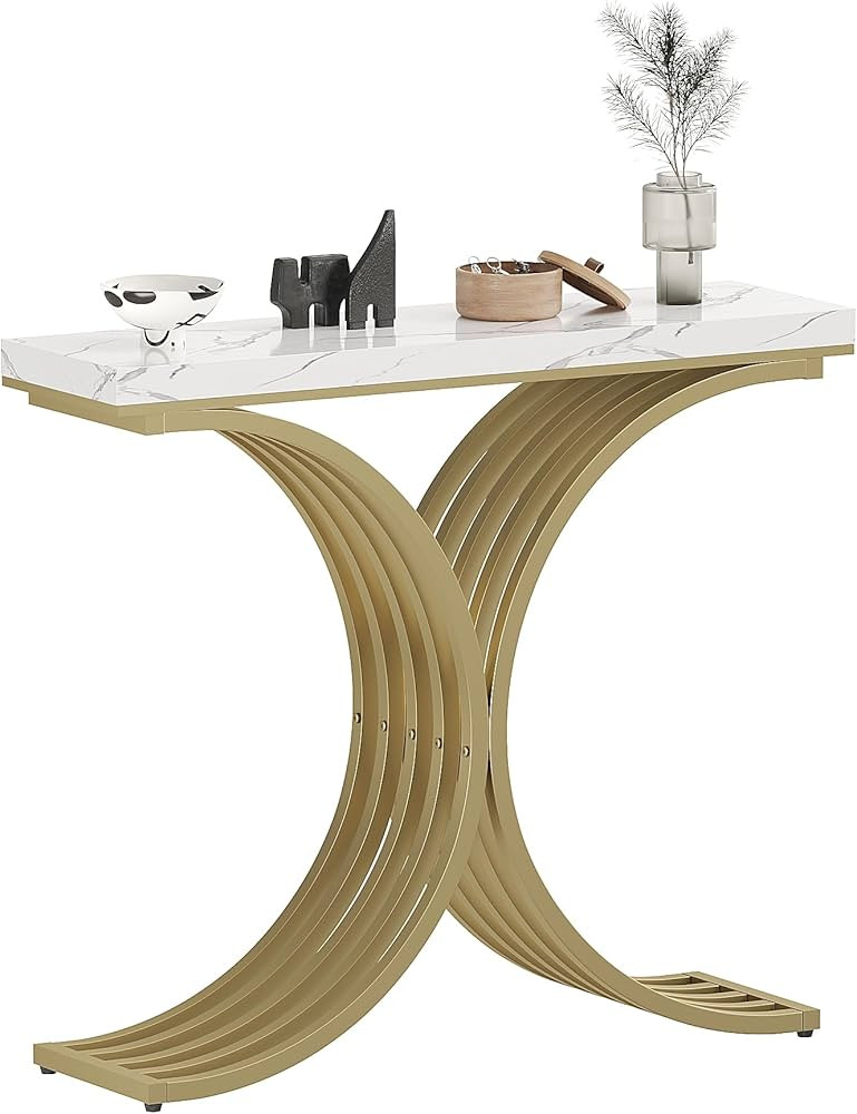 Deco - Mesa consola – Mesa de entrada con base de metal geométrica para sala de estar, mesa mo... | Amazon (US)