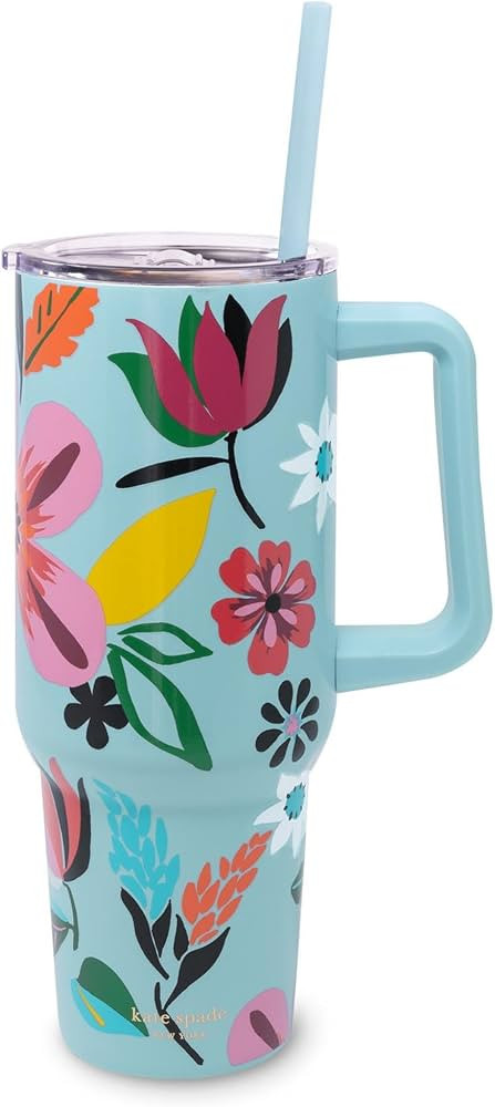 kate spade new york 40 Ounce Tumbler with Handle and Straw, Double Wall Stainless Steel Insulated... | Amazon (US)