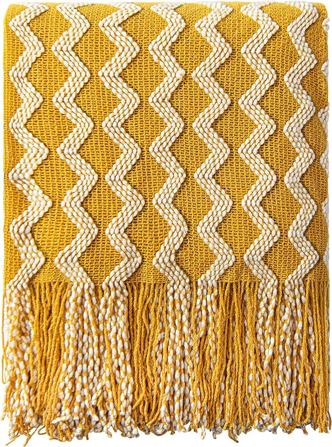 NTBAY Acrylic Knitted Throw Blanket, Lightweight and Soft Cozy Decorative Woven Blanket with Tass... | Amazon (US)