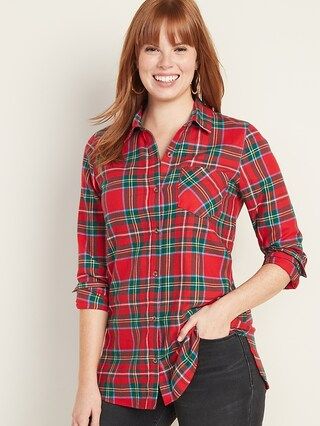Patterned Flannel Tunic Shirt for Women | Old Navy (CA)