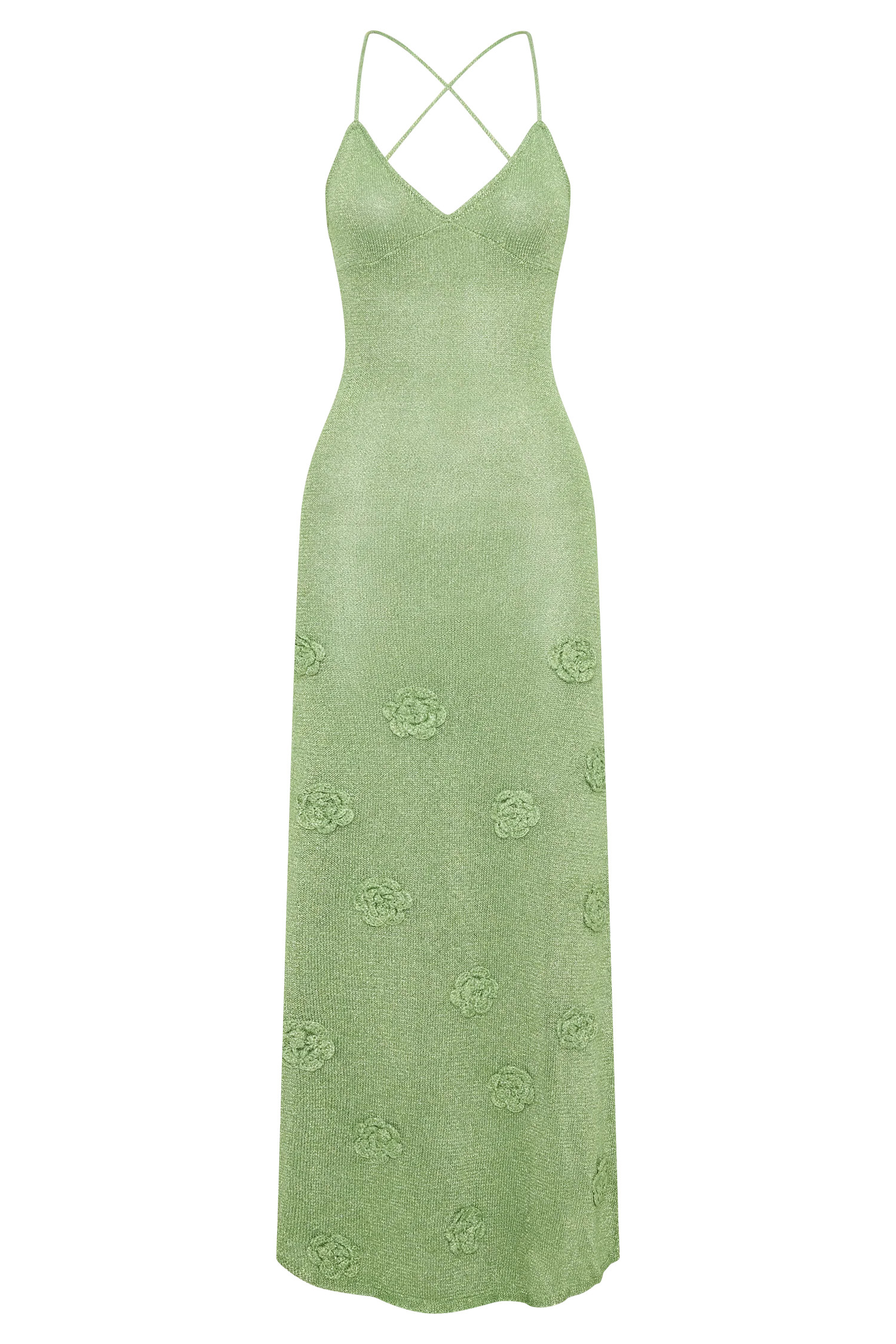 Metallic Knit Maxi Dress - Pastel Green | MESHKI US