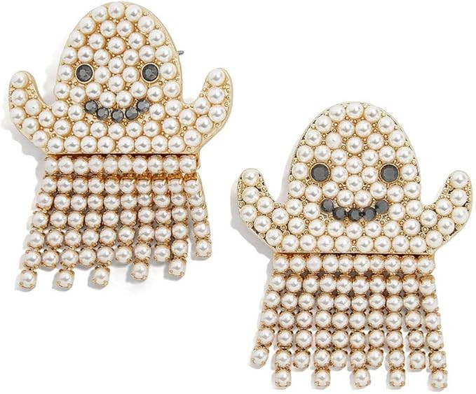 LITRENDY Halloween Beaded Earrings for Women Girls Spooky Ghost Pumpkin Skull Drop Dangle Earring... | Amazon (US)