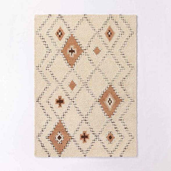 Northridge Hand-Tufted Wool Shag Diamond Area Rug Beige/Brown - Threshold™ designed with Studio... | Target