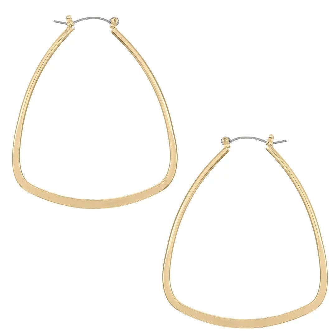 Time and Tru Squared Gold Hoop Earrings for Women - Walmart.com | Walmart (US)