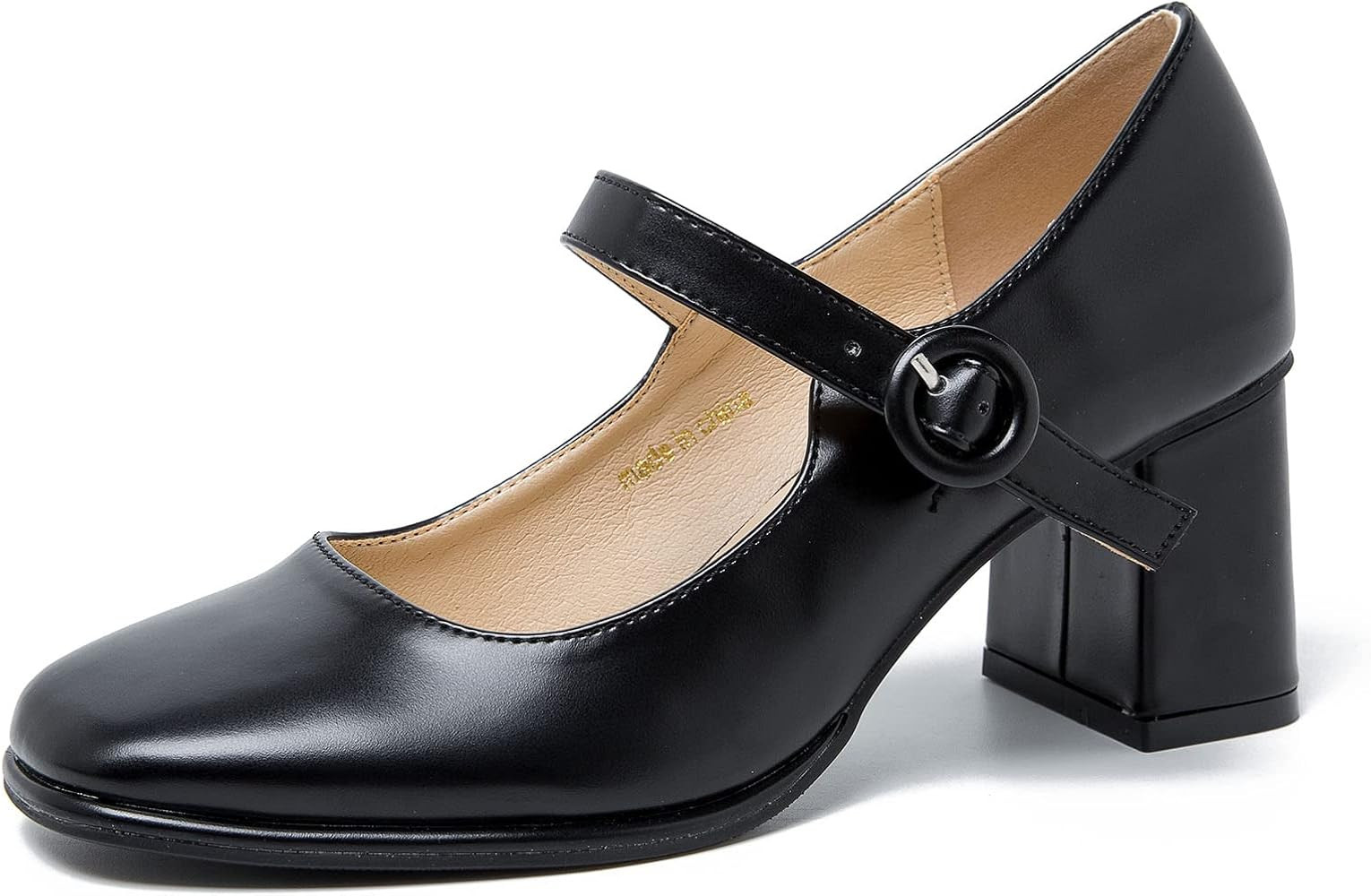 LIURUIJIA Women's Chunky Mary Jane Closed Toe Low Block Heels Work Pumps Comfortable Square Toe D... | Amazon (US)