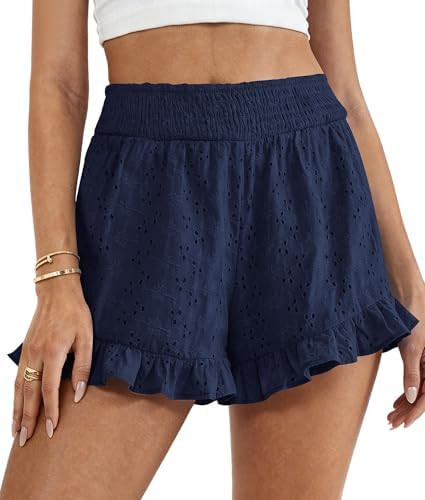 PRETTYGARDEN Shorts for Women Summer 2026 Beach Vacation Clothes Spring Elastic Waist Embroidered... | Amazon (US)