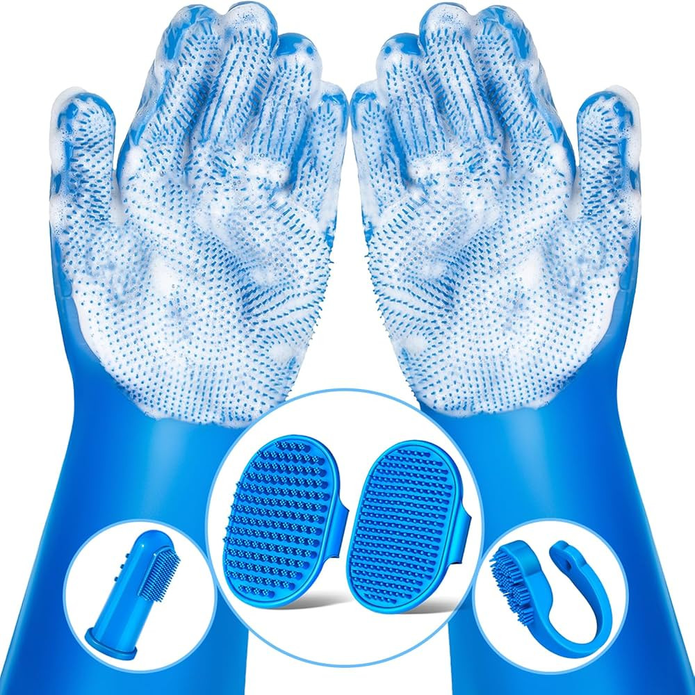 6PCS Pet Grooming Kit | Dog Washing Gloves | Dog Bath Brush | Dog Toothbrush Finger | Dog Bath Gl... | Amazon (US)