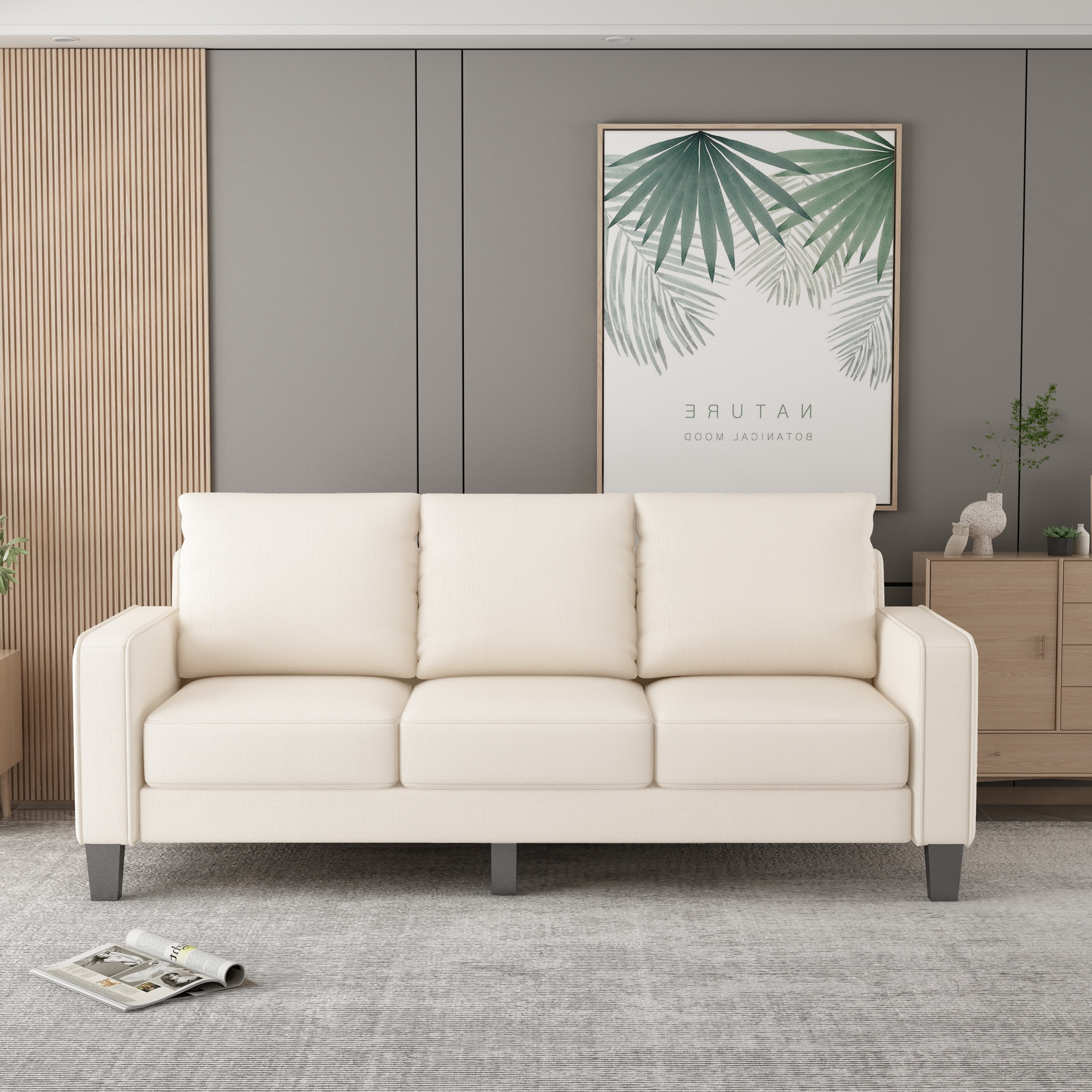 Modern Living Room Furniture Sofa in Beige Fabric | Bed Bath & Beyond