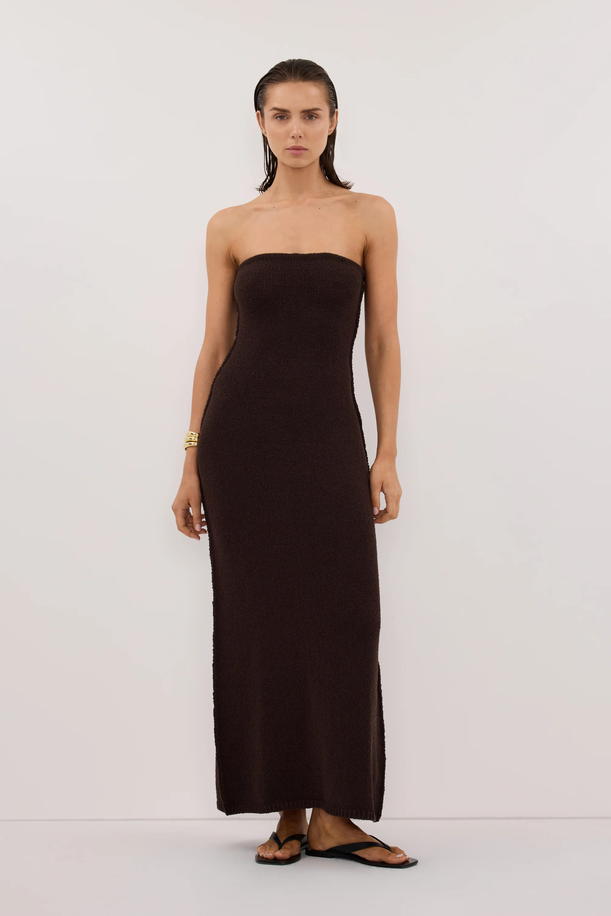KARA CHOC KNIT MIDI DRESS | DISSH