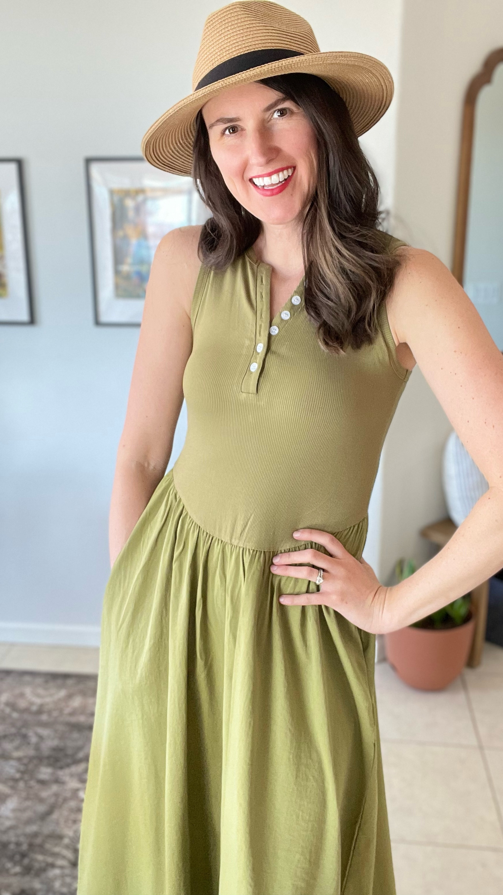 Green ribbed knit button dress. Great spring dress! Wearing a size medium. 

#LTKFindsUnder50 #LTKSpringSale #LTKOver40
