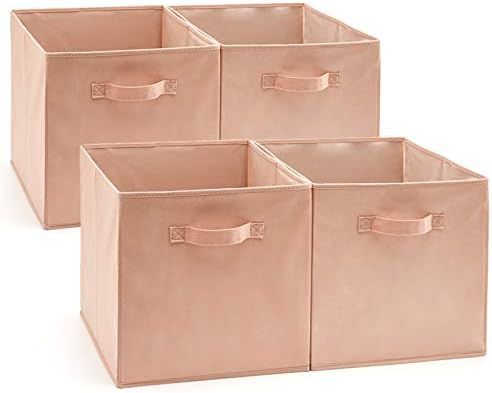 EZOWare Set of 4 Foldable Fabric Basket Bin, Collapsible Storage Cube Boxes for Nursery Toys (13 ... | Amazon (US)