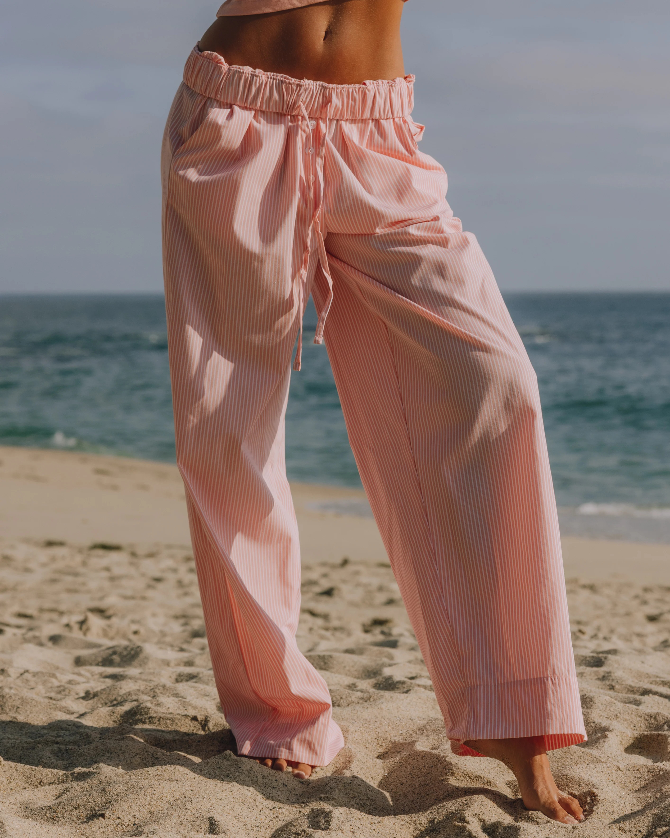 Poplin Resort Pants - Dusty Rose + White Stripe | Daily Drills LLC