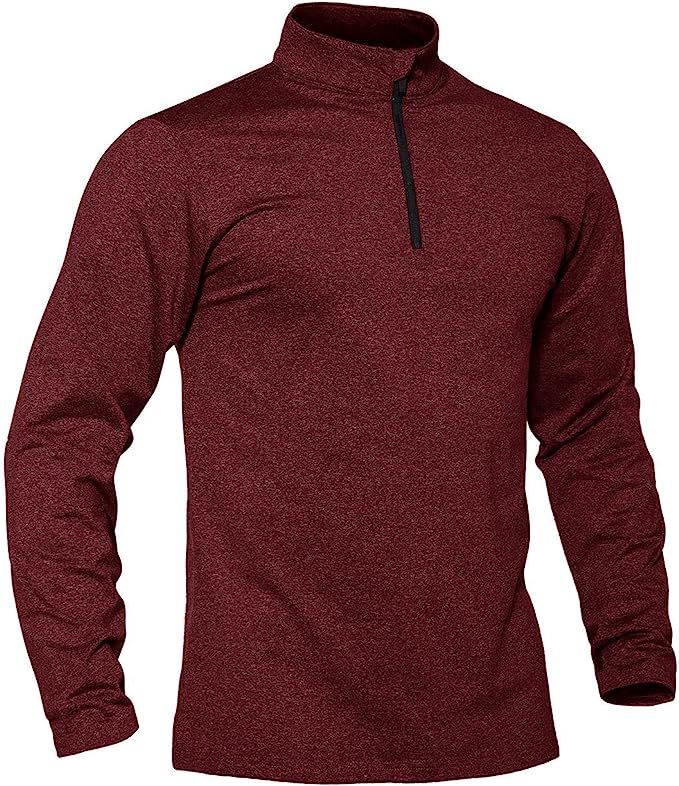 TACVASEN Men's Sports Shirts 1/4 Zip Long Sleeve Fleece Lined Running Workout Pullover Tops Sweat... | Amazon (US)