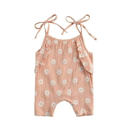 Newborn Baby Girls Daisy Print Romper Jumpsuit Sleeveless Jumpsuit for Kids Infant Girls | Walmart (US)