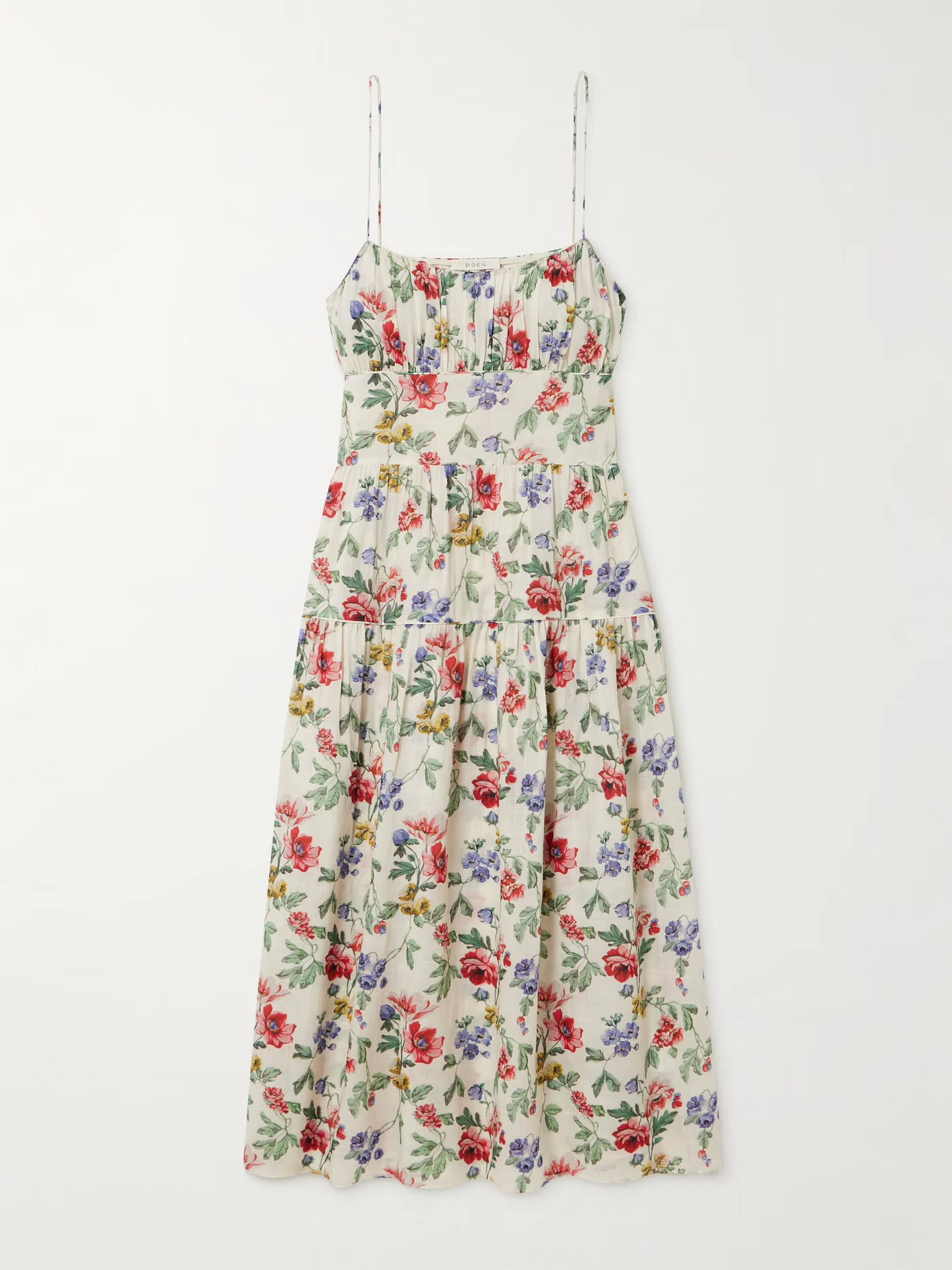 Benoit gathered tiered floral-print ramie midi dress | NET-A-PORTER APAC