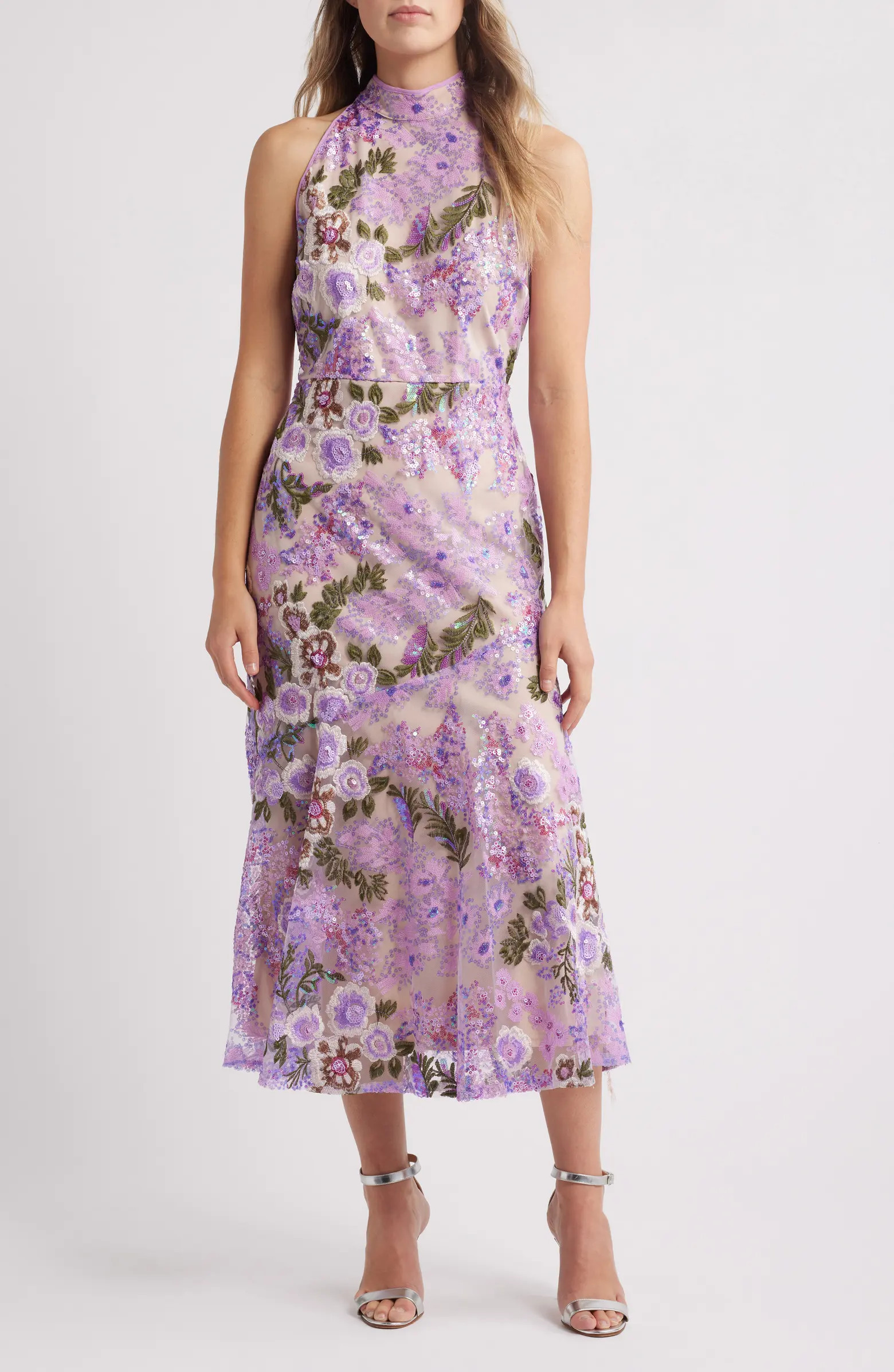 Floral Sequin High Neck Dress | Nordstrom