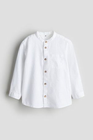 Linen-blend Band Collar Shirt | H&M (US + CA)