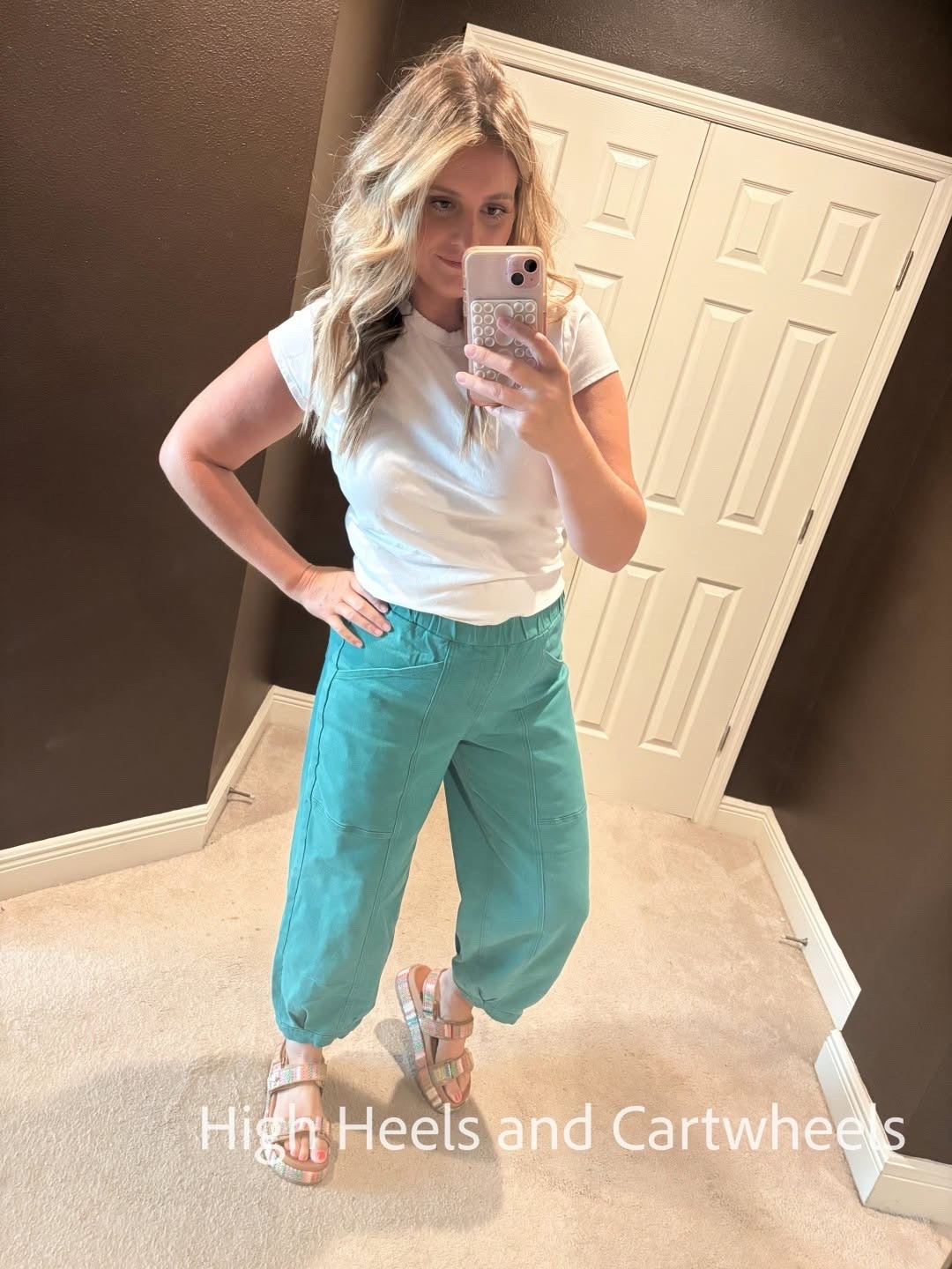 If you're looking for a good pair of barrel jeans, these are a great Amazon find! I'm loving this fun green color, but there's SO many more styles online. True to size. Wearing 12. Top is a great affordable basic from Walmart!