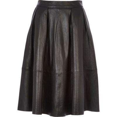 Black leather full midi skirt | River Island (UK & IE)