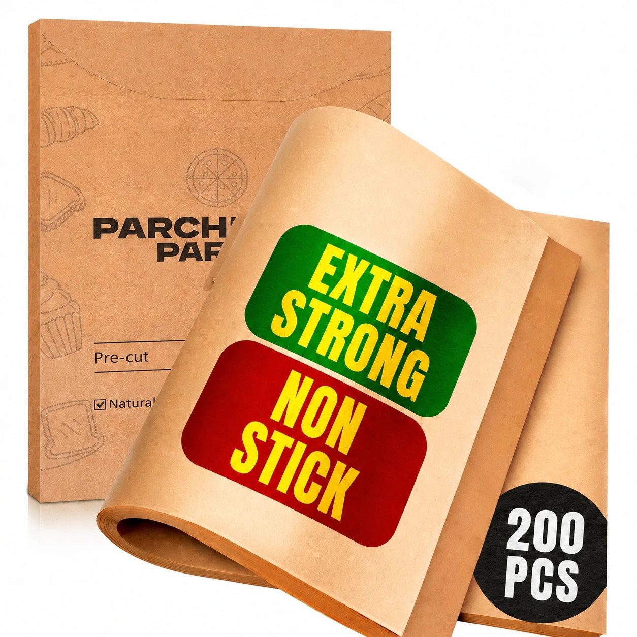 Anqtovp Parchment Paper Sheets 12x16 Inch 200 pack Unbleached Natural Brown Non Stick Greaseproof Baking Paper for Oven Air Fryer Grilling Half | Lowe's