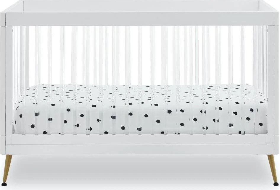 Delta Children Sloane 4 In 1 Acrylic Convertible Crib With Greenguard Gold Certified In Bianca White With Melted Bronze | 1stopbedrooms