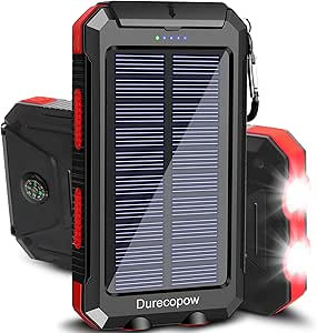 Durecopow Solar Charger, 20000mAh Portable Outdoor Waterproof Solar Power Bank, Camping External ... | Amazon (US)
