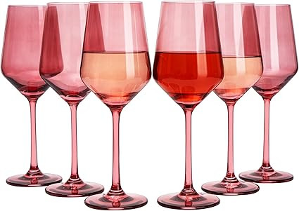 Colored Wine Glass Set, Large 12 oz Glasses Set of 6, Valentines Day Unique Italian Style Tall St... | Amazon (US)