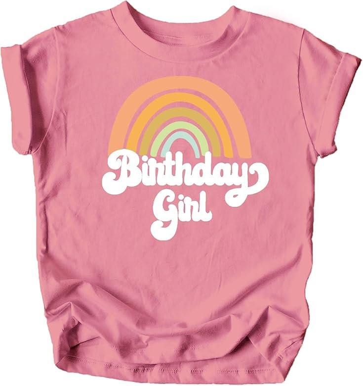 Retro Rainbow Birthday Girl Colorful Shirts for Baby and Toddler Girls Birthday Outfits | Amazon (US)