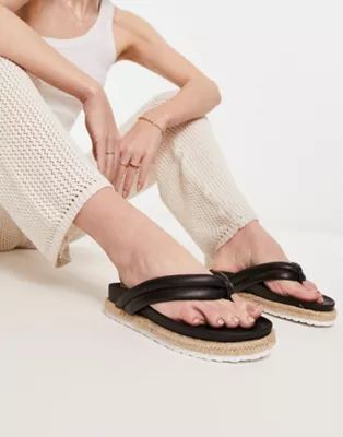 RAID Calvine espadrille toe post sandals in black | ASOS (Global)