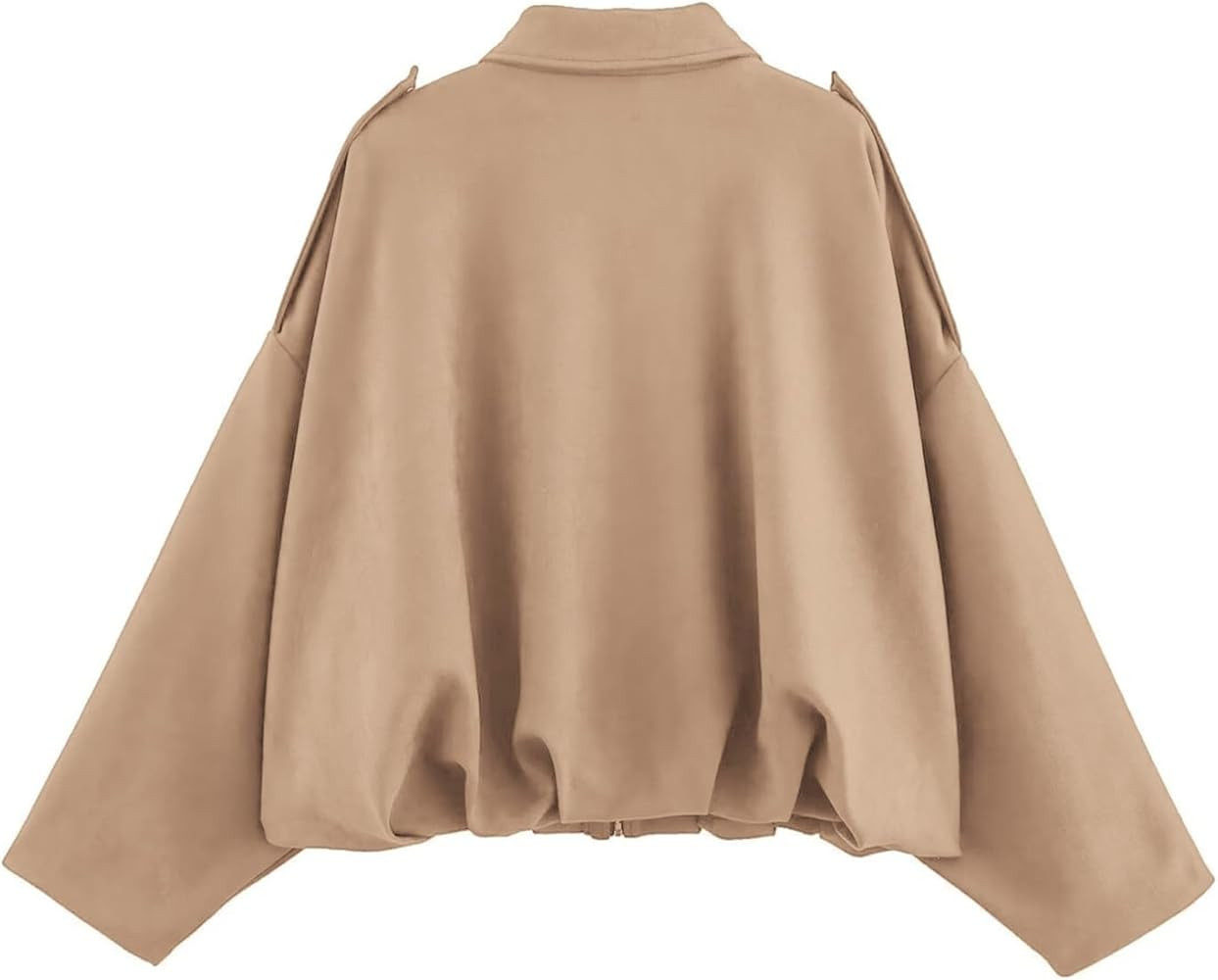 Womens Faux Suede Bomber Jacket Casual Lightweight Batwing Long Sleeve Oversized Coat Streetwear ... | Amazon (US)