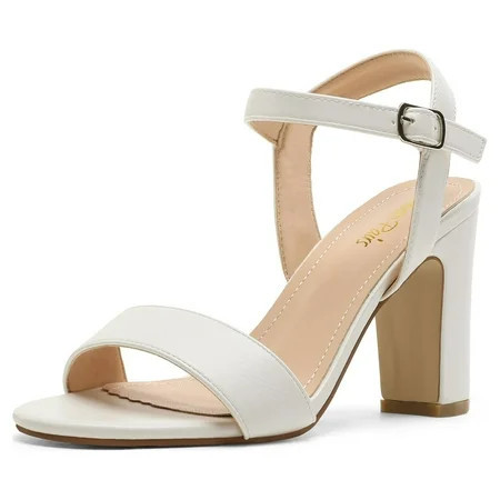 Dream Pairs Women s Open Toe Ankle Strap High Chunky Heel Sandals Fashion Party Dress Sandals GISELA-1 WHITE/PU Size 7.5 | Walmart (US)
