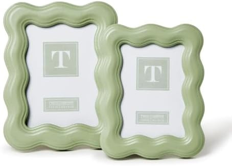 Two's Company Wavy Wood Photo Frames, Sage Green, Set of 2 | Amazon (US)