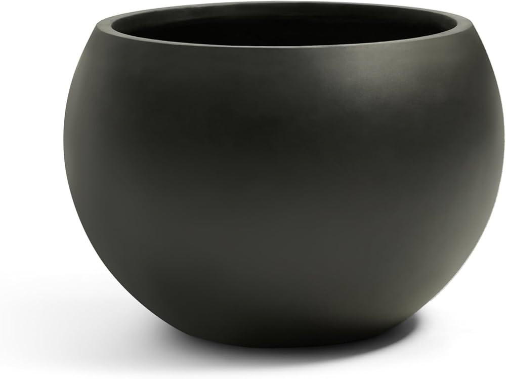 Fiberstone Sphere Planter, Black 15.8" Dia Round Flower Pot with Drainage Hole and Removable Plug... | Amazon (US)