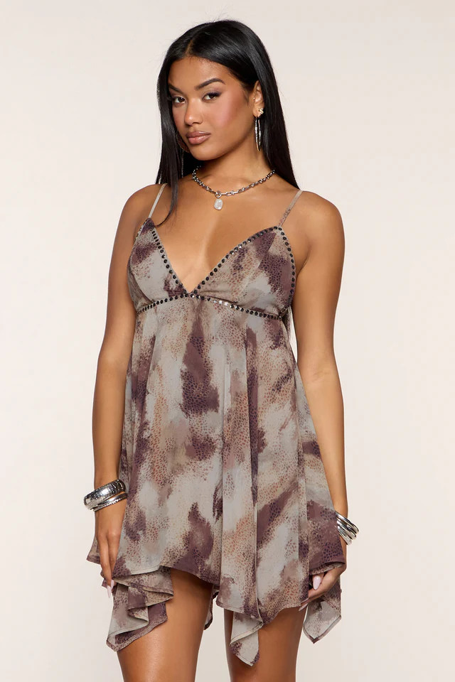 Miss Me Yet Abstract Babydoll Mini Dress | Windsor Stores