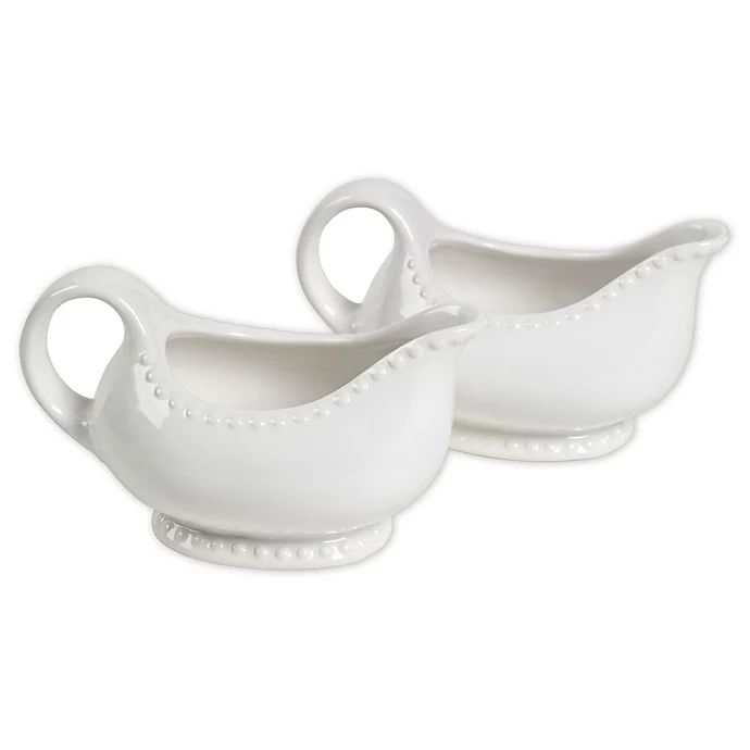 Modern Farmhouse Home Turkey Beaded Gravy Boats in White (Set of 2) | Bed Bath & Beyond