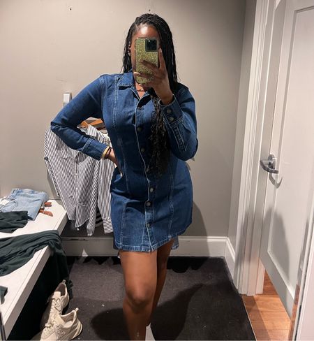 Can’t wait to style this this spring! Perfect for warm days and cool nights. Denim dress obsessed right now 

Size: Mediumm

#LTKmidsize #LTKfindsunder100 #LTKsalealert