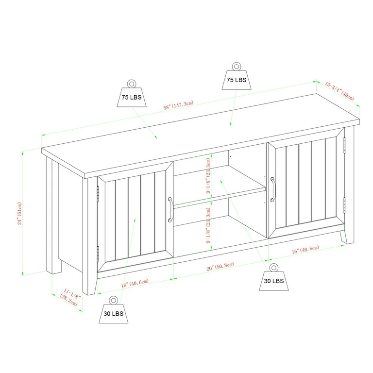 Woven Paths Franklin Grooved Two-Door TV Stand for TVs up to 65", Dark Walnut | Walmart (US)