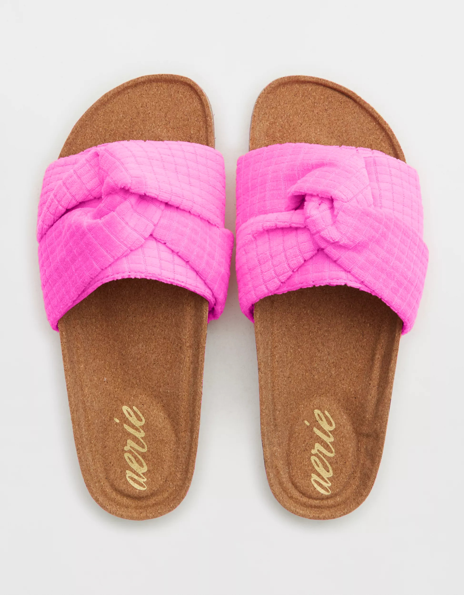 Aerie Terry Twist Cork Slides | Aerie