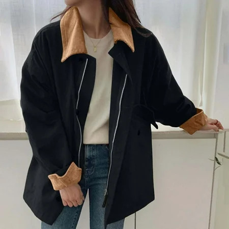 Jacket for Women Oversized Barn Jacket Button Down Canvas Jacket Corduroy Lapel Collar Fall Winter Coat for Women | Walmart (US)