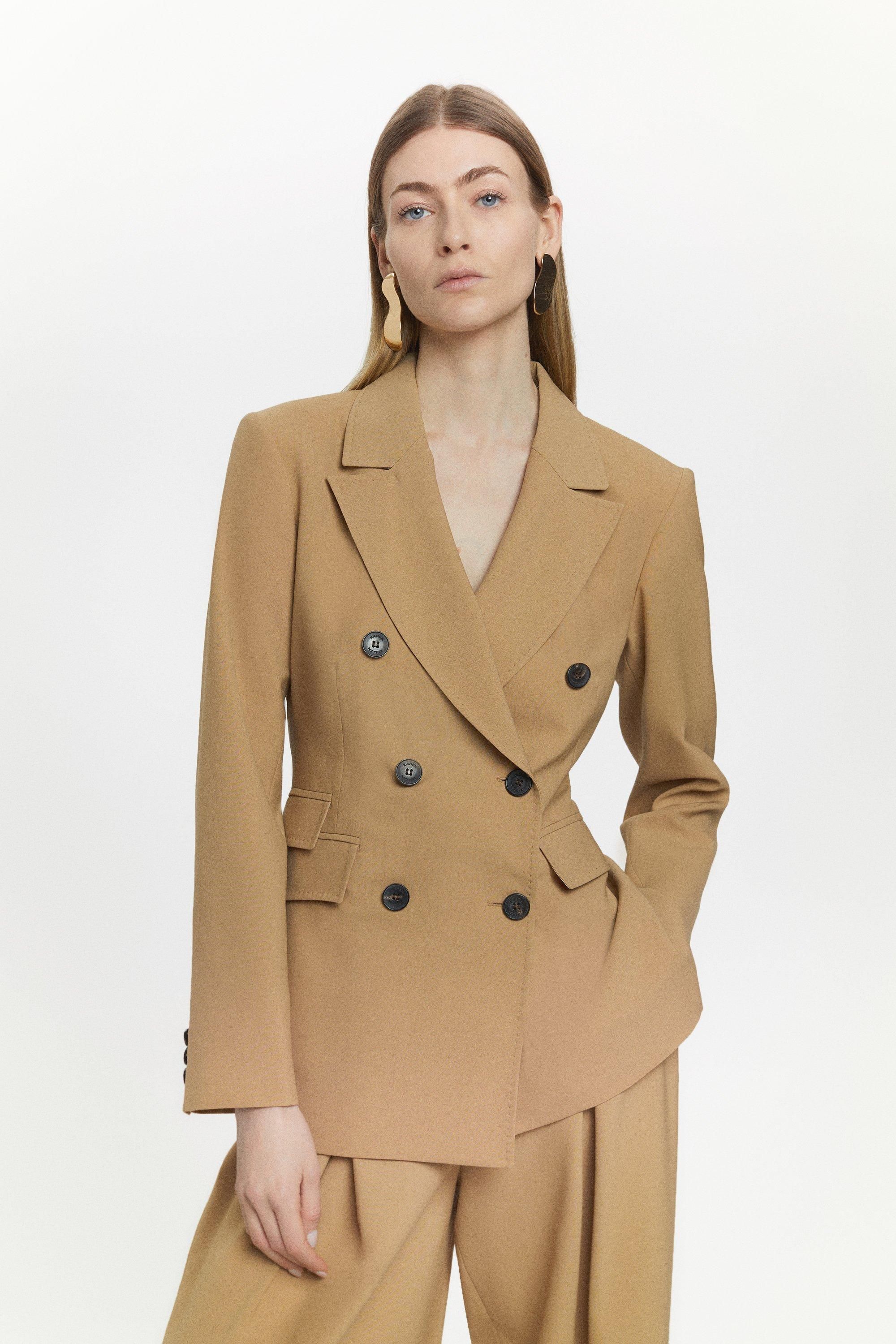 Tailored Wool Blend Double Breasted Blazer | Karen Millen UK + IE + DE + NL