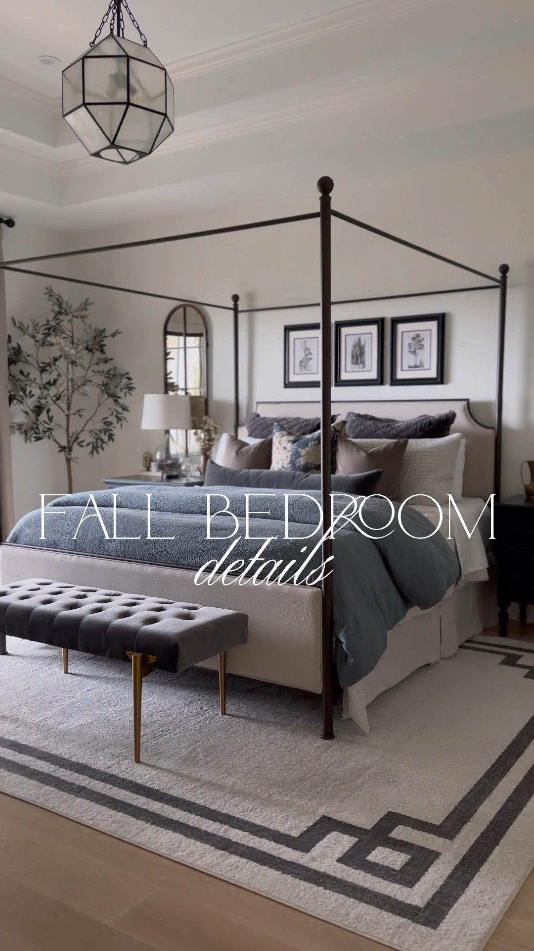 Little touches of fall decor in our primary bedroom 🥰 Transitioning into cozy season with fall stems, moody blues, and printable bother artwork! These bedding fabrics are to die for! Colors below!

Duvet Cover: Stormy Blue
Quilt: Frost Gray
Euro Shams: Gray
Throw Pillows: Taupe, 18”x18"
Lumbar Pillow: Slate, 12”x46"