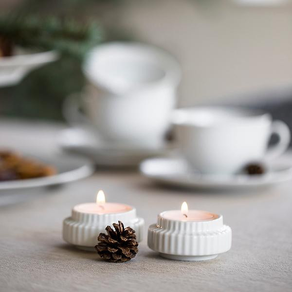 Lyngby Porcelain Tealight Candle Holder Set of 2 | The Container Store