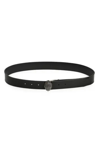 Kurt Geiger London Eagle Head Buckle Leather Belt in Black/Antique Silver at Nordstrom Rack, Size X-Small/small | Nordstrom Rack