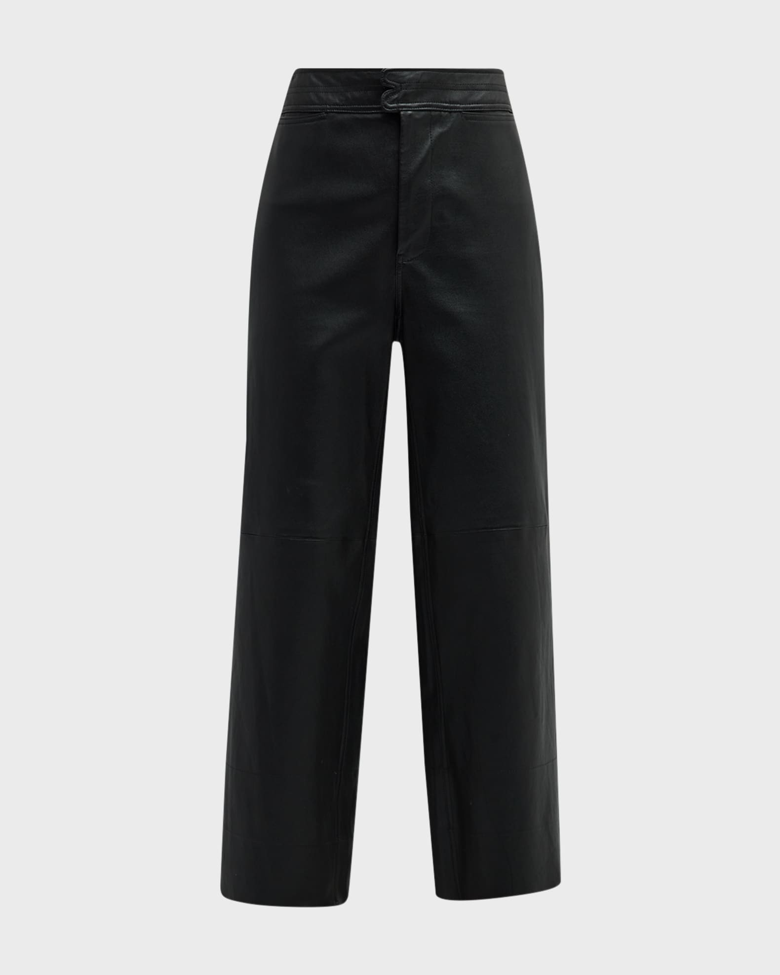 Monterey Cropped Straight-Leg Leather Pants | Neiman Marcus
