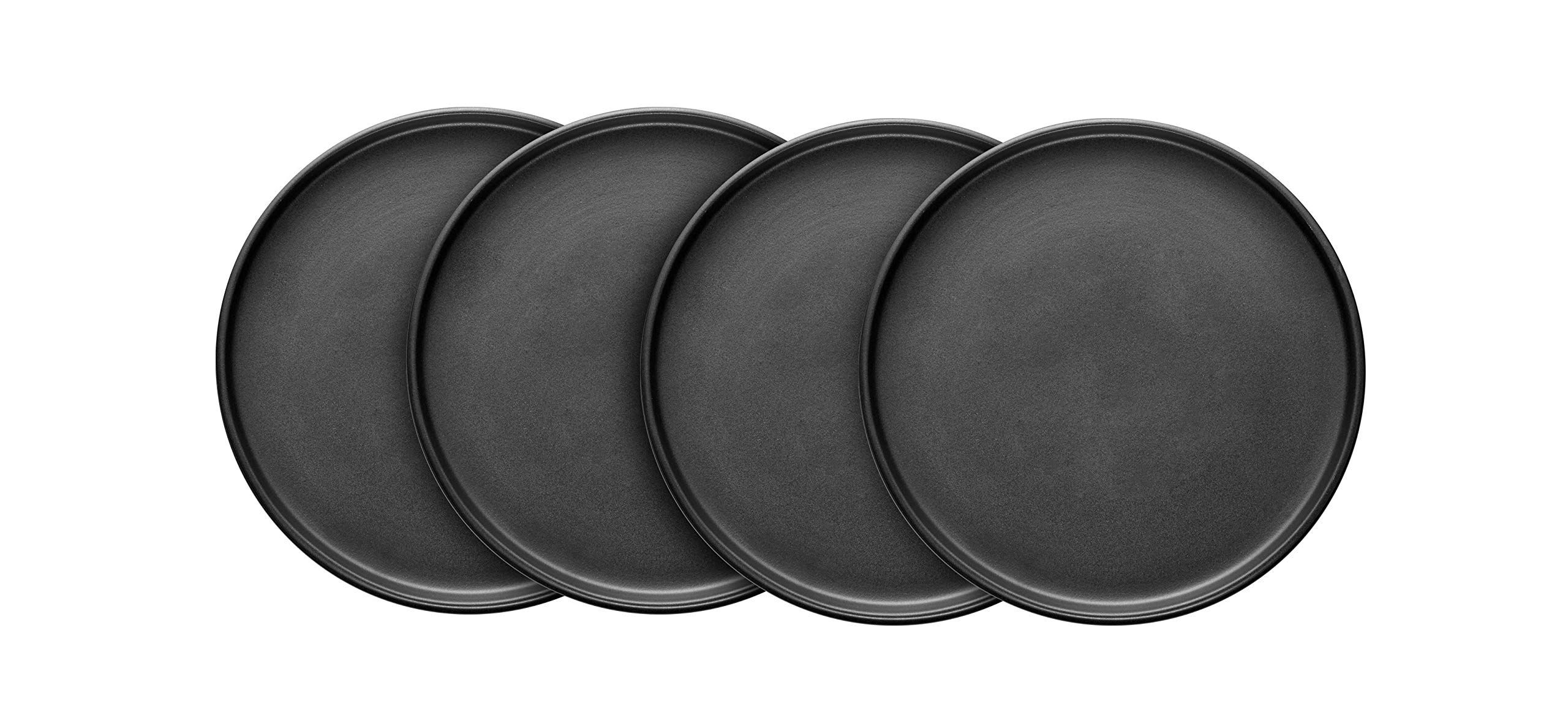 Stone Lain Stoneware Round Salad Plates Set, Black Matte | Amazon (US)